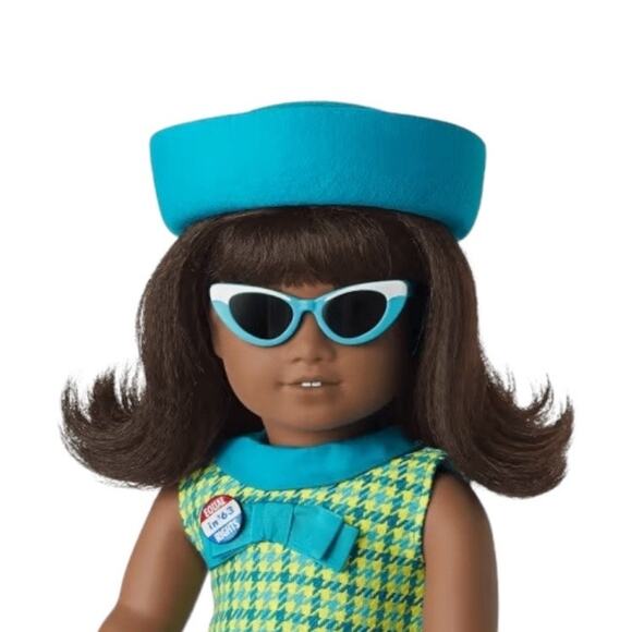 NEW American Girl Melody Doll FELT HAT Aqua Blue Meet Accessory 1960s Style Hat - Picture 3 of 4